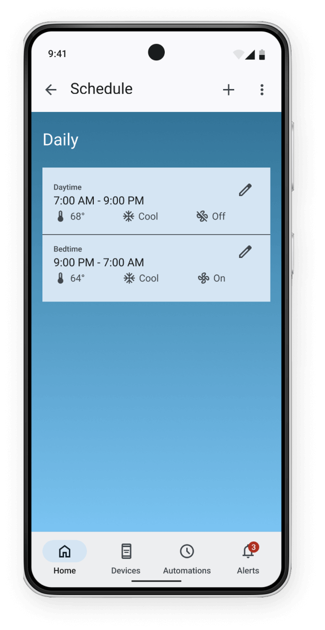 Android thermostat schedule
