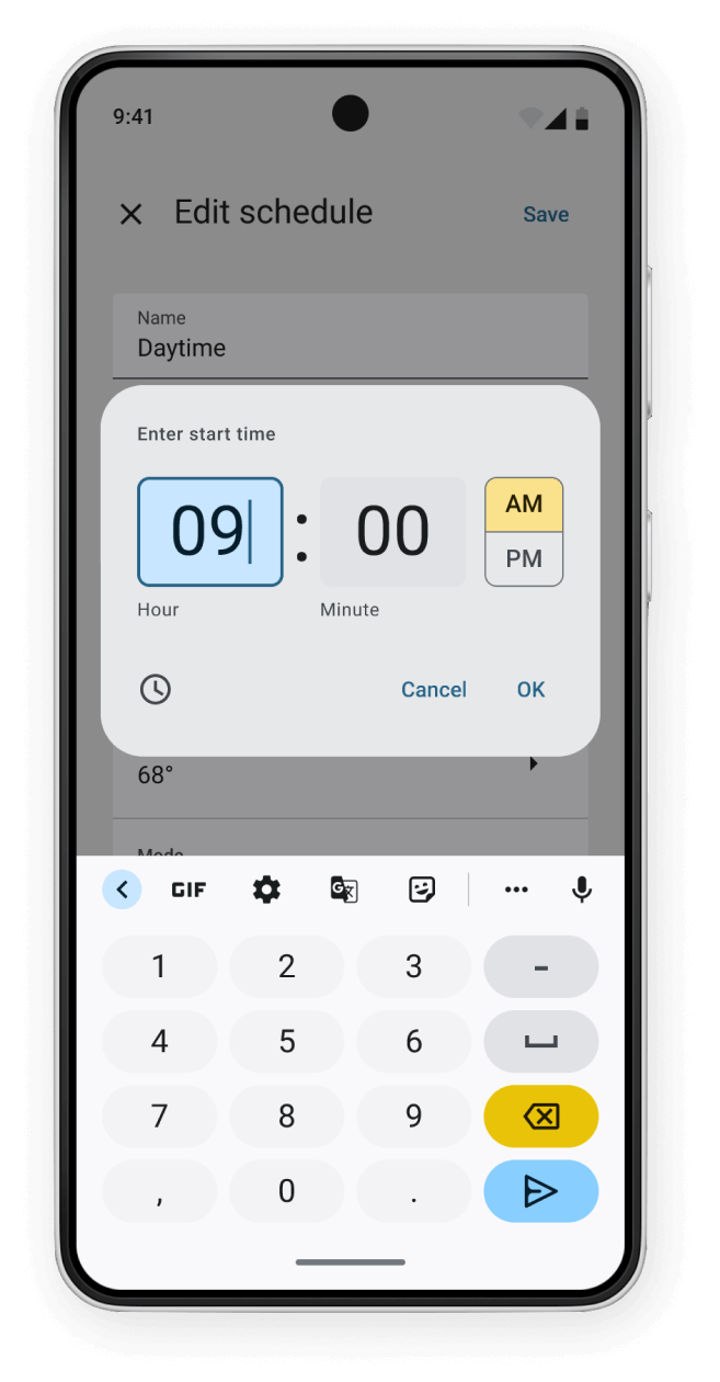Android edit schedule